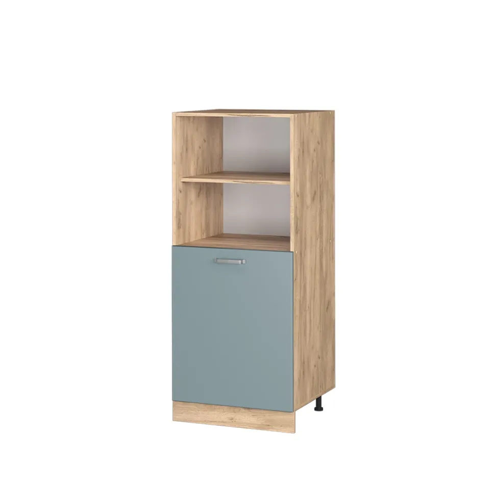 Vicco Herdumbauschrank R-Line, Herdschrank, Blau-Grau/Goldkraft Eiche, 60 cm