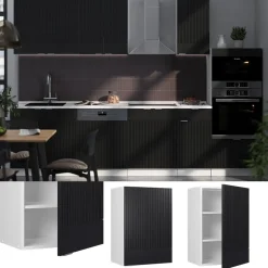 Vicco Hängeschrank Fame-Line, hängender Küchenschrank, Schwarz gestreift, 50 cm