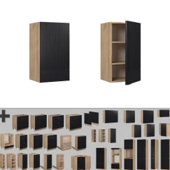 Vicco Hängeschrank Fame-Line, hängender Küchenschrank, Schwarz gestreift, 40 cm