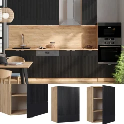 Vicco Hängeschrank Fame-Line, hängender Küchenschrank, Schwarz gestreift, 50 cm