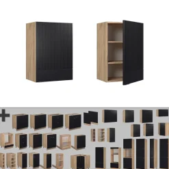 Vicco Hängeschrank Fame-Line, hängender Küchenschrank, Schwarz gestreift, 50 cm