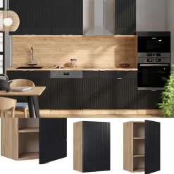 Vicco Hängeschrank Fame-Line, hängender Küchenschrank, Schwarz gestreift, 45 cm