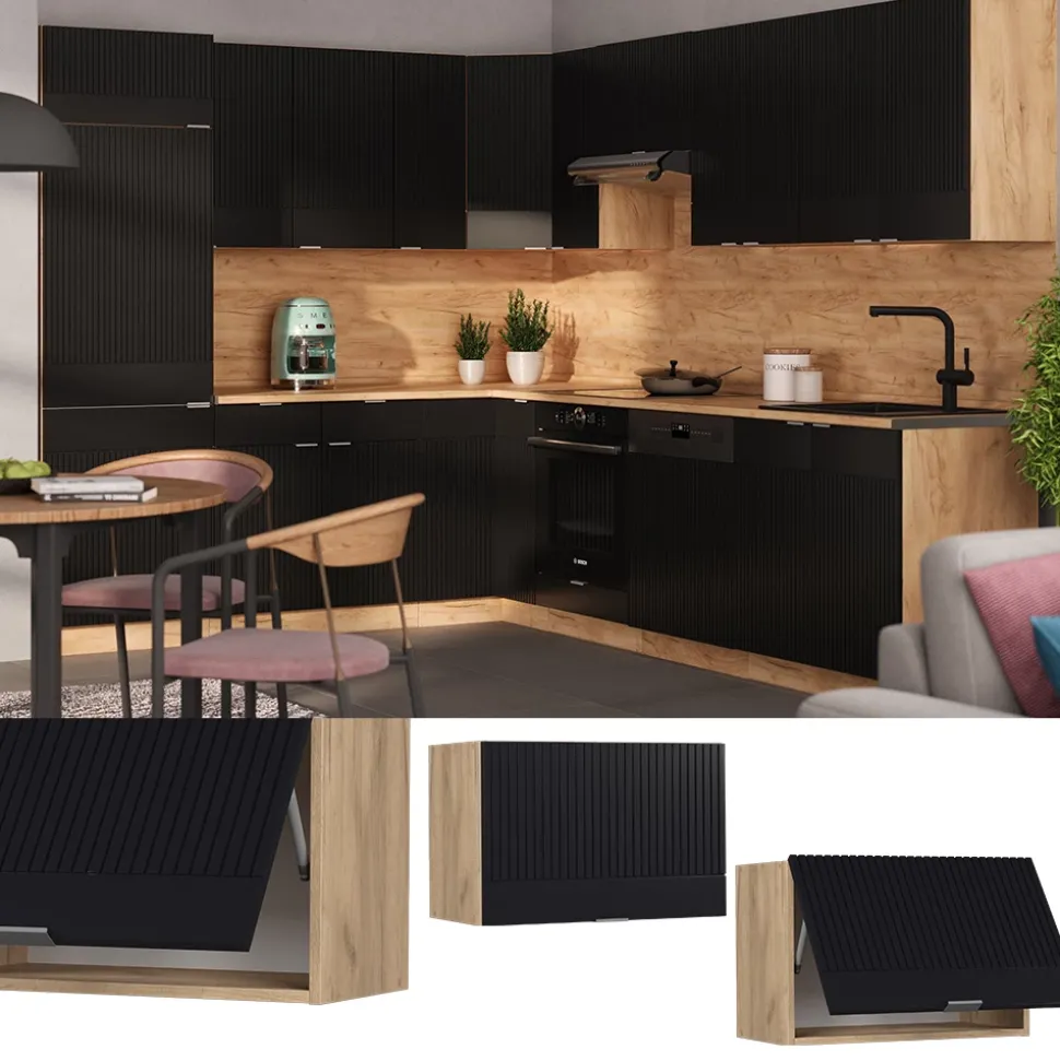 Vicco Hängeschrank "Fame-Line", Schwarz gestreift, 60 cm Flach