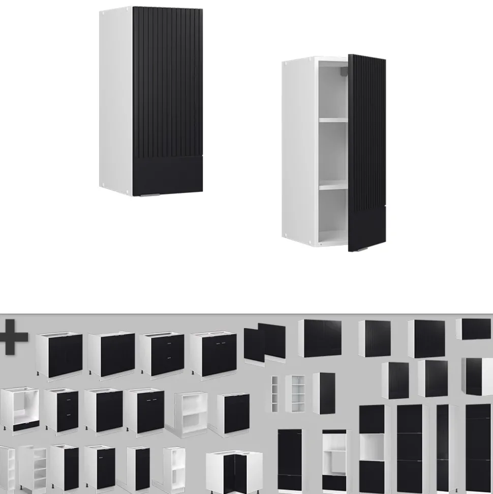 Vicco Hängeschrank Fame-Line, hängender Küchenschrank, Schwarz gestreift, 30 cm