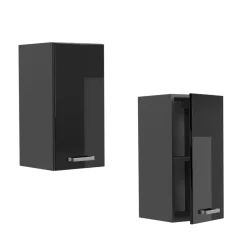 Vicco Hängeschrank R-Line, hängender Küchenschrank, Schwarz Hochglanz/Anthrazit, 30 cm