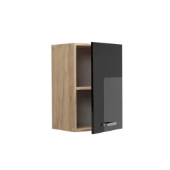 Vicco Hängeschrank R-Line, hängender Küchenschrank, Schwarz Hochglanz/Goldkraft Eiche, 40 cm