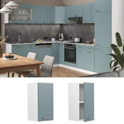 Vicco Hängeschrank R-Line, hängender Küchenschrank, Blau-Grau/Weiß, 30 cm