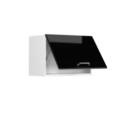 Vicco Hängeschrank R-Line, hängender Küchenschrank, Schwarz Hochglanz/Weiß, 60 cm Flach