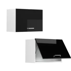 Vicco Hängeschrank R-Line, hängender Küchenschrank, Schwarz Hochglanz/Weiß, 60 cm Flach