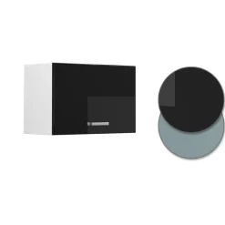 Vicco Hängeschrank R-Line, hängender Küchenschrank, Schwarz Hochglanz/Weiß, 60 cm Flach