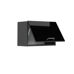 Vicco Hängeschrank R-Line, hängender Küchenschrank, Schwarz Hochglanz/Anthrazit, 60 cm Flach