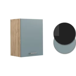 Vicco Hängeschrank R-Line, hängender Küchenschrank, Blau-Grau/Goldkraft Eiche, 45 cm