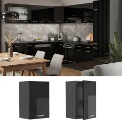 Vicco Hängeschrank R-Line, hängender Küchenschrank, Schwarz Hochglanz/Anthrazit, 40 cm