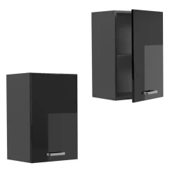 Vicco Hängeschrank R-Line, hängender Küchenschrank, Schwarz Hochglanz/Anthrazit, 40 cm