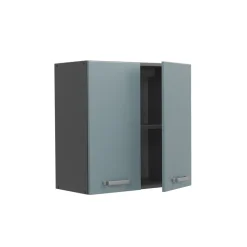 Vicco Hängeschrank R-Line, hängender Küchenschrank, Blau-Grau/Anthrazit, 60 cm
