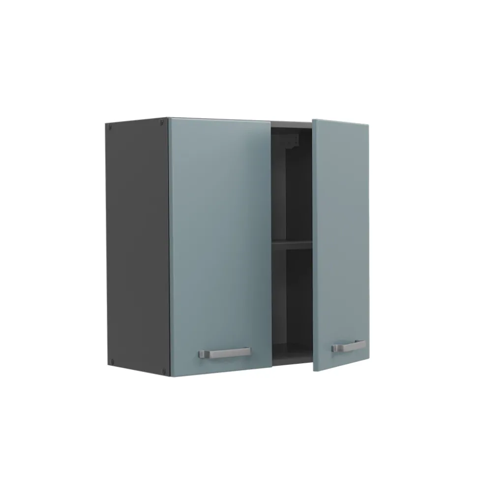 Vicco Hängeschrank R-Line, hängender Küchenschrank, Blau-Grau/Anthrazit, 60 cm