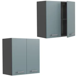 Vicco Hängeschrank R-Line, hängender Küchenschrank, Blau-Grau/Anthrazit, 60 cm