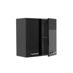 Vicco Hängeschrank R-Line, hängender Küchenschrank, Schwarz Hochglanz/Anthrazit, 60 cm