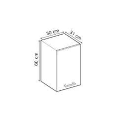 Vicco Hängeschrank R-Line, hängender Küchenschrank, Schwarz Hochglanz/Goldkraft Eiche, 30 cm