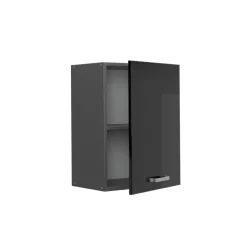 Vicco Hängeschrank R-Line, hängender Küchenschrank, Schwarz Hochglanz/Anthrazit, 45 cm