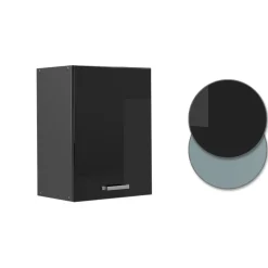 Vicco Hängeschrank R-Line, hängender Küchenschrank, Schwarz Hochglanz/Anthrazit, 45 cm