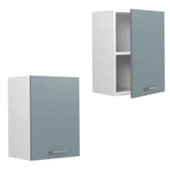 Vicco Hängeschrank R-Line, hängender Küchenschrank, Blau-Grau/Weiß, 45 cm