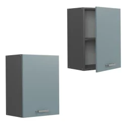 Vicco Hängeschrank R-Line, hängender Küchenschrank, Blau-Grau/Anthrazit, 45 cm