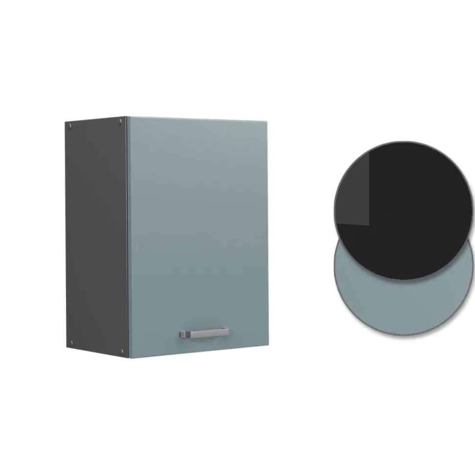 Vicco Hängeschrank R-Line, hängender Küchenschrank, Blau-Grau/Anthrazit, 45 cm