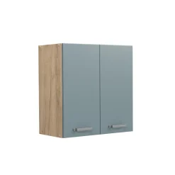 Vicco Hängeschrank R-Line, hängender Küchenschrank, Blau-Grau/Goldkraft Eiche, 60 cm