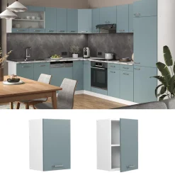 Vicco Hängeschrank R-Line, hängender Küchenschrank, Blau-Grau/Weiß, 40 cm