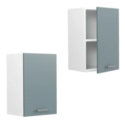 Vicco Hängeschrank R-Line, hängender Küchenschrank, Blau-Grau/Weiß, 40 cm