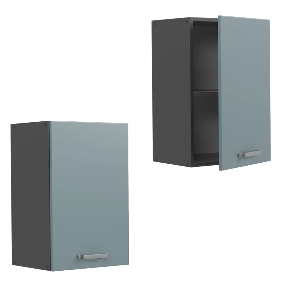 Vicco Hängeschrank R-Line, hängender Küchenschrank, Blau-Grau/Anthrazit, 40 cm