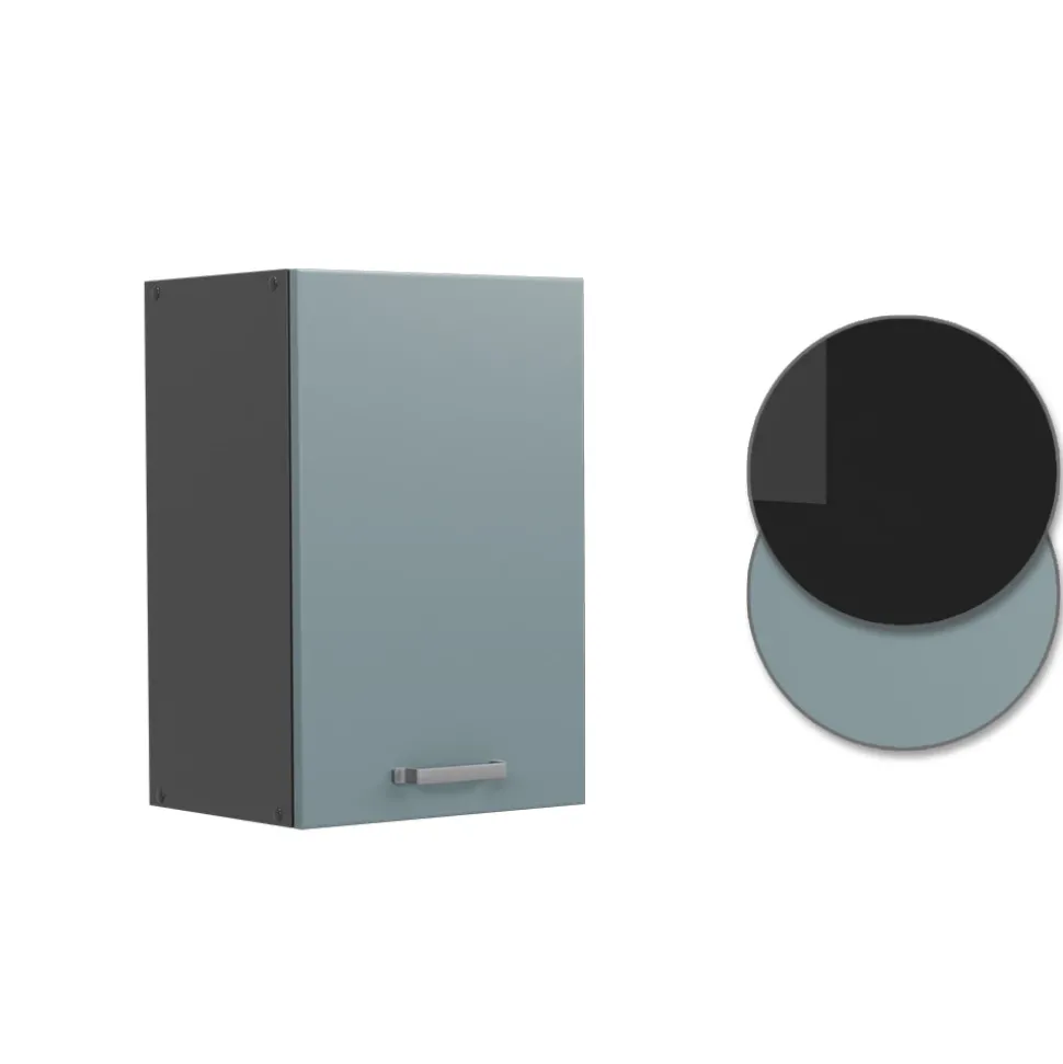 Vicco Hängeschrank R-Line, hängender Küchenschrank, Blau-Grau/Anthrazit, 40 cm