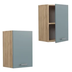 Vicco Hängeschrank R-Line, hängender Küchenschrank, Blau-Grau/Goldkraft Eiche, 40 cm