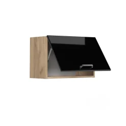 Vicco Hängeschrank "R-Line", Schwarz Hochglanz/Goldkraft Eiche, 60 cm Flach