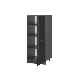 Vicco Hochschrank R-Line, Küchenkommode, Schwarz Hochglanz/Anthrazit, 60 cm