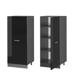Vicco Hochschrank R-Line, Küchenkommode, Schwarz Hochglanz/Anthrazit, 60 cm