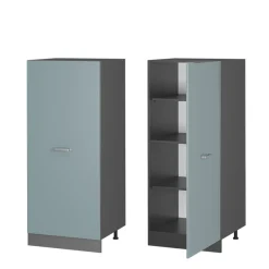 Vicco Hochschrank R-Line, Küchenkommode, Blau-Grau/Anthrazit, 60 cm