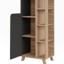 Vicco Hochschrank Sonoma/Anthrazit Karen 50x175x35 cm - Badezimmerhochschrank, Mehr Ordnung im Badezimmer durch übersichtliche Ablage