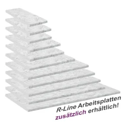 Vicco Küchenarbeitsplatte R-Line, Küchen Arbeitsplatten, Marmor Weiß, 100 cm