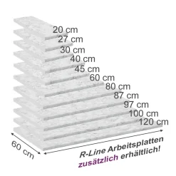 Vicco Küchenarbeitsplatte R-Line, Küchen Arbeitsplatten, Marmor Weiß, 100 cm