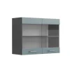 Vicco Küchenglasschrank R-Line, Glashängeschrank, Blau-Grau/Anthrazit, 80 cm