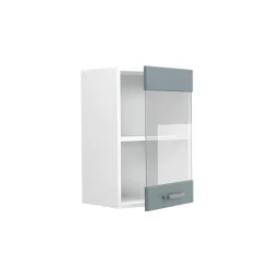 Vicco Küchenglasschrank R-Line, Glashängeschrank, Blau-Grau/Weiß, 40 cm
