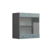 Vicco Küchenglasschrank R-Line, Glashängeschrank, Blau-Grau/Anthrazit, 60 cm