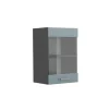 Vicco Küchenglasschrank R-Line, Glashängeschrank, Blau-Grau/Anthrazit, 40 cm