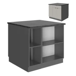 Vicco Kücheninsel "Fame-Line", GrauBeige, 90 cm mit Schublade, ohne Arbeitsplatte