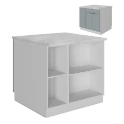 Vicco Kücheninsel "Fame-Line", Hellblau-grau, 90 cm mit Schublade, ohne Arbeitsplatte