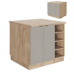 Vicco Kücheninsel Fame-Line, Kochinsel für die Küche, GrauBeige, 90 cm ohne Arbeitsplatte