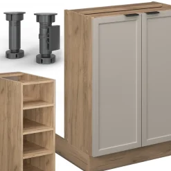 Vicco Kücheninsel Fame-Line, Kochinsel für die Küche, GrauBeige, 90 cm ohne Arbeitsplatte