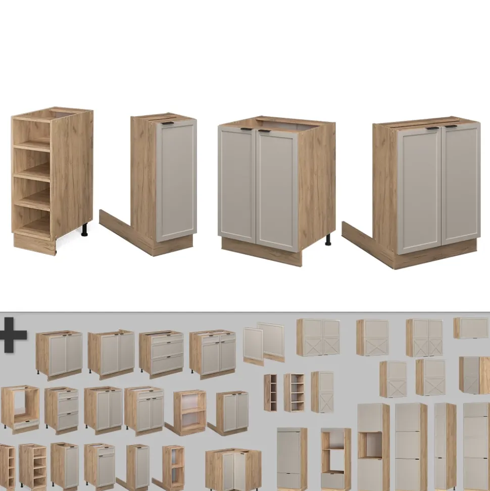 Vicco Kücheninsel Fame-Line, Kochinsel für die Küche, GrauBeige, 90 cm ohne Arbeitsplatte